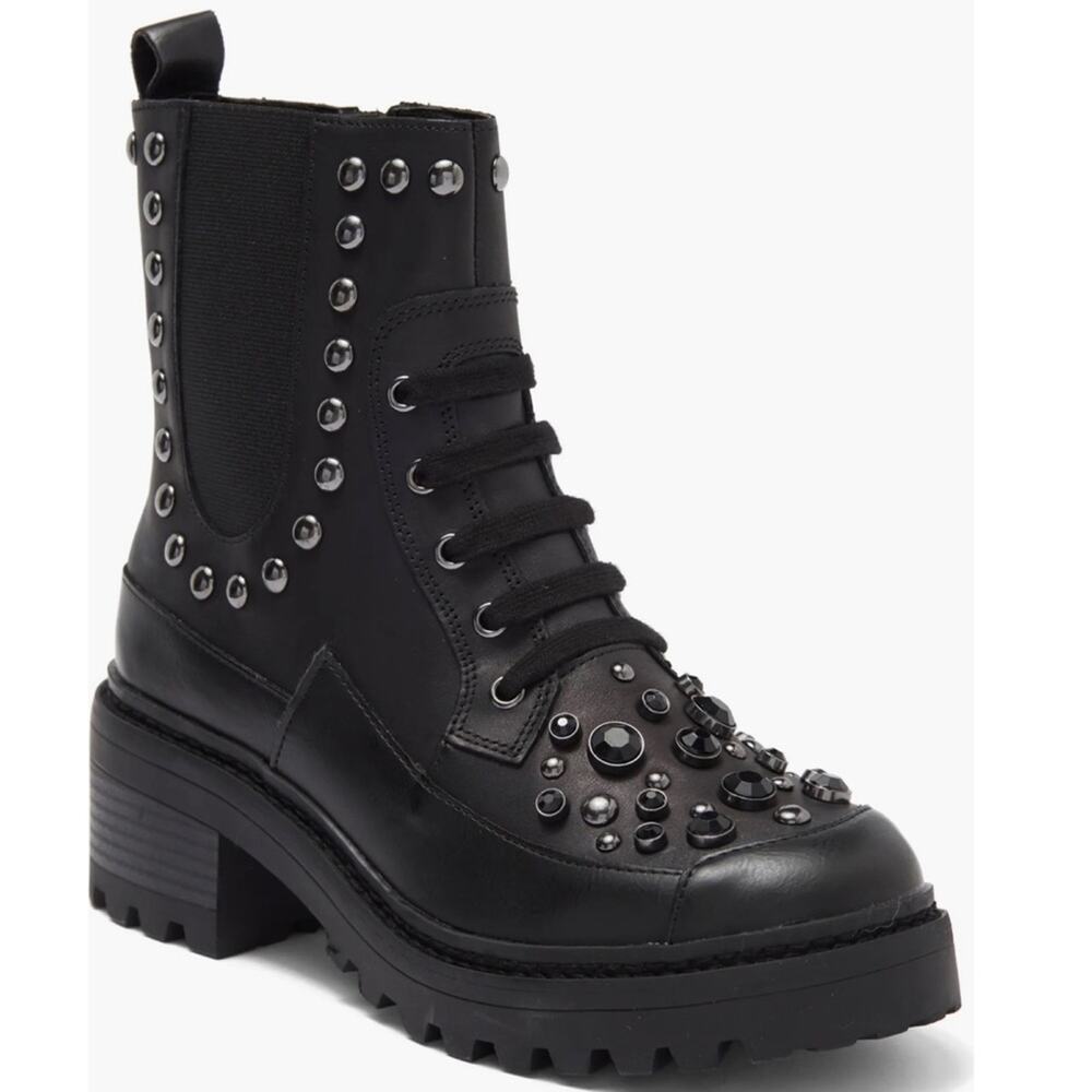 KARL LAGERFELD • Black Breck Embellished Lug Boot